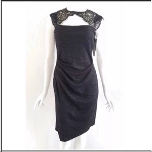 Kay Unger Black Lace Trim Cocktail Dress